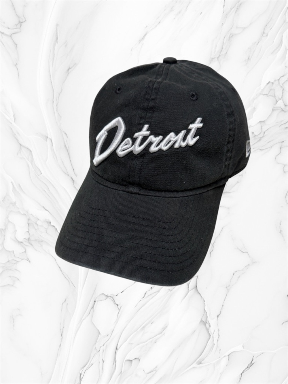 New Era Detroit Black Baseball Cap with White Embroidery one size